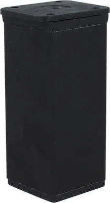 A black furniture leg is shown against a white background.