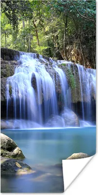 Produktbild von MuchoWow® Poster Felsen unter den Wasserfällen des Erawan-Nationalparks 60x120 cm - Wandschmuck
