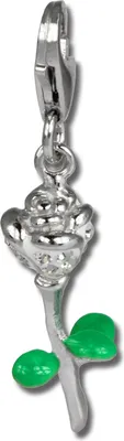 Produktbild von SilberDream weiß grün Charm Rose Zirkonia 925 Silber Charms-Anhänger GSC530W