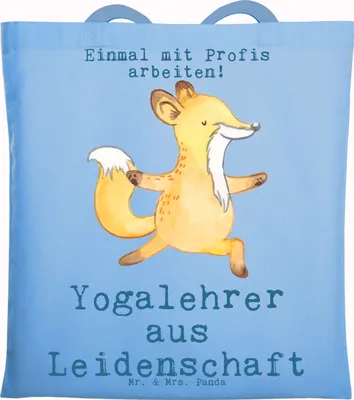 Produktbild von Mr. & Mrs. Panda Shopping Tasche Yogalehrer Leidenschaft - Sky Blue - Geschenk, Laptoptasche, Uni, Jutebeutel, Schultasche, Stoffbeutel
