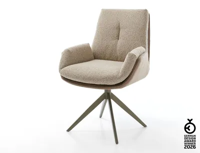 Produktbild von DELIFE Drehstuhl Clea-Flex Materialmix Schlamm Kreuzgestell breit Effektfinish Titan 360° drehbar Wippfunktion