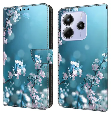 A flip phone case with a floral design.