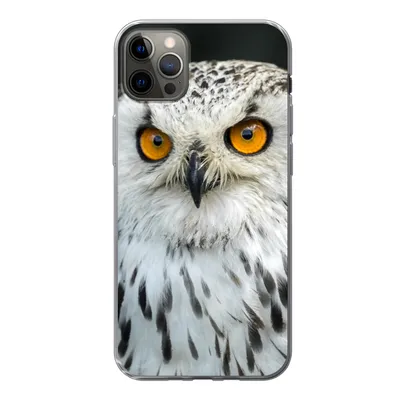 Produktbild von MuchoWow® Handyhülle Schutzhülle Hülle für iPhone 13 Pro Max Eine braune Eule mit orangefarbenen Augen Silikon Softcase Handy Hülle - Mobiltelefon