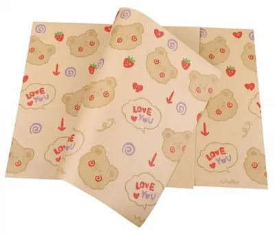 Productafbeelding van Sandwichinpakpapier met beerpatroon - 100 vellen 28,5 x 35 cm