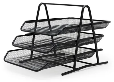 Briefablage Metall 3 Ebenen ausziehbar schwarz Schreibtisch-Organizer