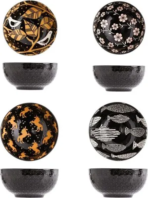 Produktbild von Famanu Ramen Bowl Set 8 wiederverwendbare Schalen - Schwarz - 11,5 cm