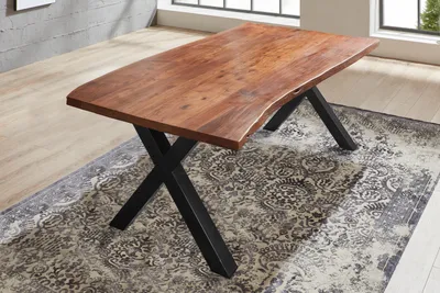 Produktbild von Esstisch Baumkante massiv Akazie nussbaum 160 x 85 schwarz XANTEN