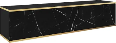 Produktbild von MOEBLO TV-Board Dayn RTV 135 – Lowboard Fernsehtisch TV Bank TV Tisch Fernseher Tisch TV Möbel, RTV-Schrank mit goldenen Einsätzen, hängend (BxHxT): 135x30x32 cm - Schwarz Marmor