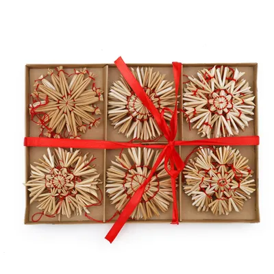 Produktbild von Salcar 24-tlg Christbaumschmuck 10 cm Strohsterne Christbaum Weihnachtsanhänger aus Stroh