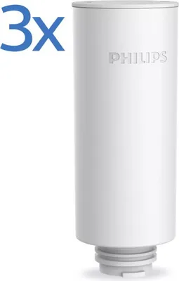 A white Philips water filter cartridge with the number '3x' in blue text on the left side.