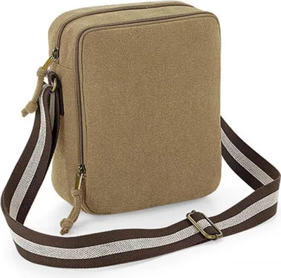 Produktbild von Quadra QD614 | Umhängetasche Vintage Canvas Mini Reporter, 22,5 x 18,5 x 9 - Farbe: Sahara - Größe: 22,5 x 18,5 x 9 cm