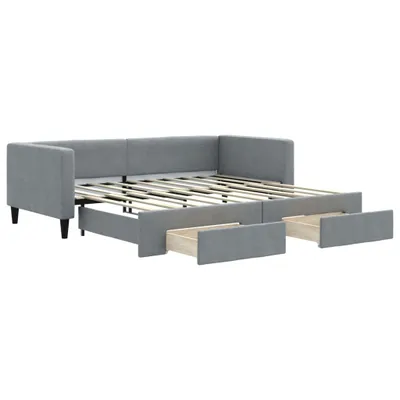 Immagine prodotto di vidaXL Letto da giorno allungabile con cassetti grigio chiaro 90x190 cm in tessuto