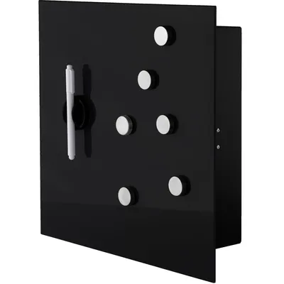 Produktbild von Schlüsselkasten mit Glasmagnettafel, 33 x 33 x 6,8 cm inkl. 6 Magneten, Farbe:schwarz