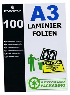 Produktbild von 100x PAVO Laminierfolien A3 303 x 426mm 2x 75/80 mic Hochglanz