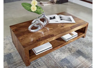 Produktbild von MASSIVMOEBEL24 Couchtisch Sheesham 135x70x36 walnuss lackiert DUKE #120