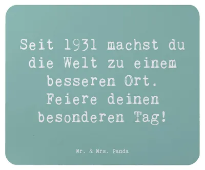 Produktbild von Mr. & Mrs. Panda Mauspad Spruch 1931 Geburtstag - Meeresbrise - Geschenk, laptop, Seit, Mousepad, Mouse Pad, Alter, Jahrgang, feiere deinen besonderen Tag, Happy Birthday