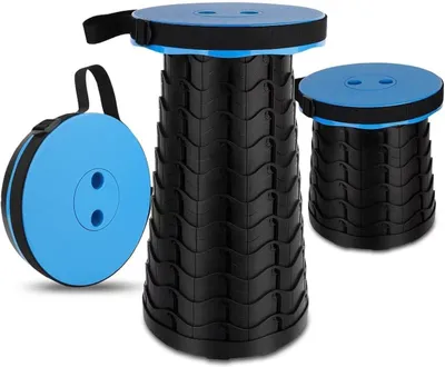 Obrázok produktu pre Prenosná stolička na kemping, skladacia stolička, teleskopická stolička na kemping, ľahká, stabilná, nastaviteľná, skladacia (modrá)