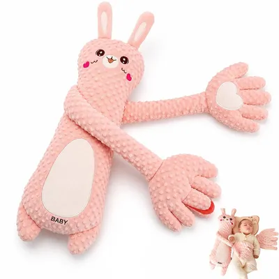 Produktbild von Baby Einschlafhilfe Hase Kuscheltier,elektrisches Beruhigungsspielzeug mit Klopffunktion,3Modi Fernbedienung,WärmekissenFunktion,weiches Plüschtier