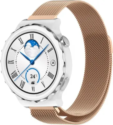 Produktbild von Strap-it Milanese - Kompatibel mit Huawei Watch GT 3Armband 42mmHochwertiger EdelstahlHuawei watch strap Armband mit Magnetverschluss für 20mmArmband Rosa Gold