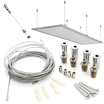 Immagine prodotto di Kit di montaggio a soffitto per riscaldatori radianti tubolari Cronos Lunghezza cavo 1m in acciaio inox