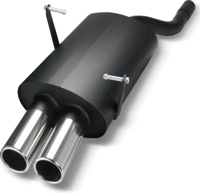 Produktbild von JOM Stahl Sportauspuff Auspuff BMW E46 4 Zylinder 2x76 rund Edelstahl Endrohr