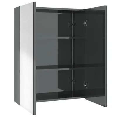 Immagine prodotto di Armadietto a Specchio per Bagno 60x15x75 cm MDF Grigio Lucido