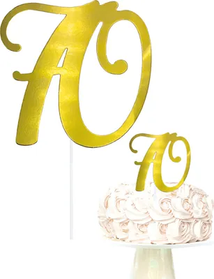 Produktbild von Oblique Unique Torten Topper Kuchen Muffin Aufsatz Zahl 70 für 70. Geburtstag Jubliäum Deko Cupcake Dekoration - gold