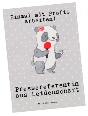 Produktbild von Mr. & Mrs. Panda Postkarte Pressereferentin Leidenschaft - Grau Pastell - Geschenk, Studium, Lustig, Fotokarte, Ansichtskarte, Grußkarte, Postkarten, Spruch, Witzig