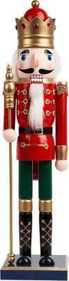 Productafbeelding van XL houten kerst notenkraker soldaat met standaard - Groot 50cm - Traditionele Kerstdecoratie - Stevige & kwaliteit