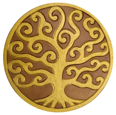 Produktbild von Wandornament "Lebensbaum" MDF braun/gold bemalt, 20cm