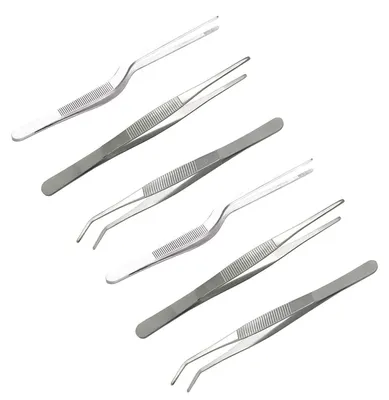 Produktbild von Set aus 6 Edelstahl-Küchenzangen mit gezackten Spitzen – 16 cm
