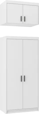 Produktbild von Tkmoebel 2-türiger Zweitüriger Kleiderschrank + Aufsatz  LENA 2D laminierte Platte Breite 89,7cm,Weiß
