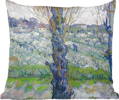 Produktbild von MuchoWow® Zierkissen Sofakissen Wohnzimmer Dekokissen 40x40 cm Ansicht von Arles - Gemälde von Vincent van Gogh - Foto Kissen - Schlafzimmer Dekoration