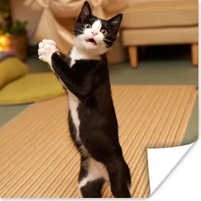 Produktbild von MuchoWow® Poster Katze - Wohnzimmer - Schwarz 30x30 cm - Wandposter - Printing