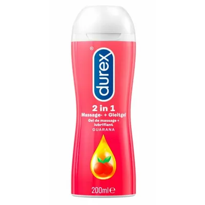 A bottle of Durex Play 2in1 Massage- & Gleitgel Guarana.