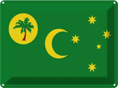 Produktbild von vianmo Blechschild 30x40 cm Kokosinseln Cocos Islands Flagge Fahne Wappen