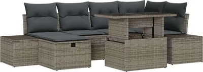 Produktbild von vidaXL Gartensofa-set 7 stk. Grau Poly-Rattan
