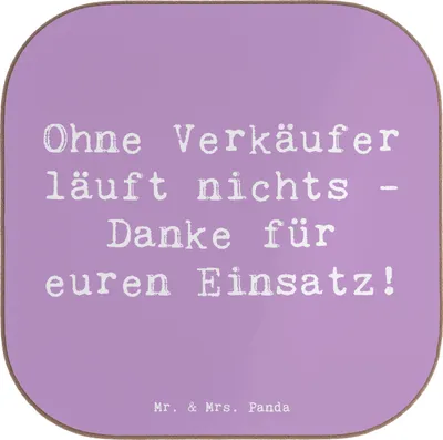 Produktbild von Mr. & Mrs. Panda Untersetzer für Gläser Spruch Verkäufer Helden - Lavendeltraum - Geschenk, Wertschätzung, gläseruntersetzer, Tassen, Tassenuntersetzer, Coaster, Bedanken