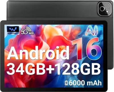 Obrázek produktu pro 10,1" tablet s 34 GB RAM (6+28), 128 GB úložiště (rozšiřitelné až na 1 TB), baterií 6000 mAh, 5G a Wi-Fi, BT 5.3, Gemini AI, Android 16