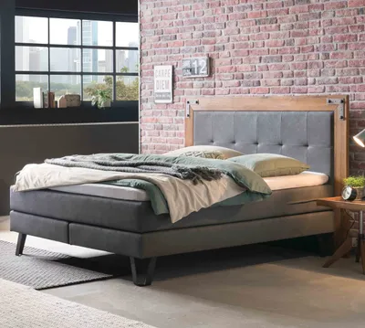 Produktbild von HASENA Boxspringbett Oakland Wildeiche|Kunstleder smoke 140x200