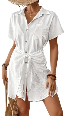 Image de Chemise de plage à manches courtes pour femmes, avec boutons