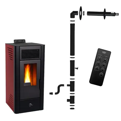 Obrázok produktu pre Peletové kachle Anita 10 kW Bordeaux Sannover + inštalačná sada