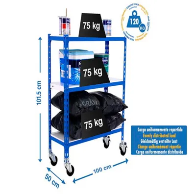 Produktbild von SIMONCLICK MOBILE PLUS 3/500 900 Metallregal BLAU/WEISS