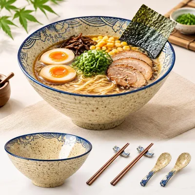 Japanische Ramen Schalen Set 2er 1100 ml Keramik