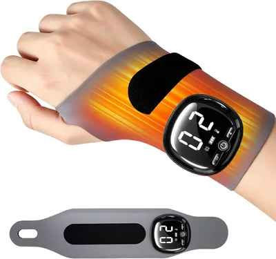 Produktbild von Handmassagegerät mit Wärmefunktion, Handgelenkmassagegerät, kabelloses EMS-Handmassagegerät, beruhigende Entspannung für Handgelenke, für Hände, 5 Modi, 9 Intensitätsstufen