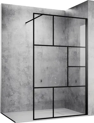 Produktbild von SONNI Duschabtrennung Walk In Dusche 100x200 cm Duschtrennwand 8mm Klarglas mit Nano-Beschichtung Duschwand mit Stabilisator Schwarz