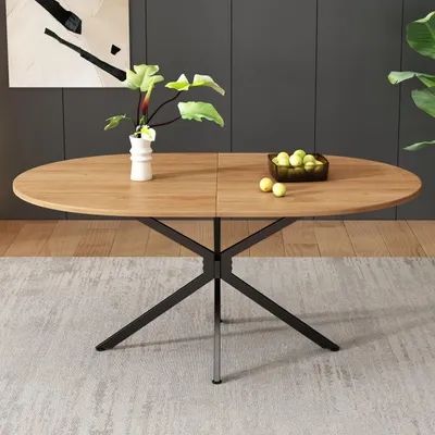 Zdjęcie produktu dla Okrągły stół jadalny o wymiarach 80 x 120 cm z solidną metalową podstawą