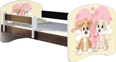 Produktbild von ACMA Jugendbett Kinderbett Junior-Bett Komplett-Set mit Matratze Lattenrost und Rausfallschutz Wenge 12 Welpen 160x80