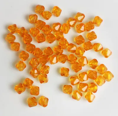 Produktbild von Doppelkegel Bicone 60 Stück Acryl Perlen Kristall Lose Perlen mit Loch , 8 mm 60 Stück, Orange, Dunkelorange
