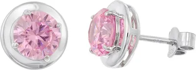 trendor 21326-09 Damen-Ohrringe 925 Silber Zirkonia-Ohrstecker Pink 1